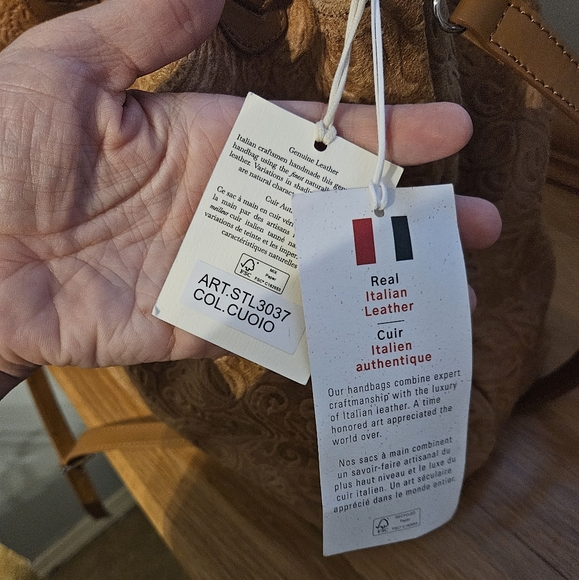 ISADORA ITALY Cuoio Tooled GENUINE Leather Large Bag Tote Purse NEW AUTHENTIC - Picture 5 of 9